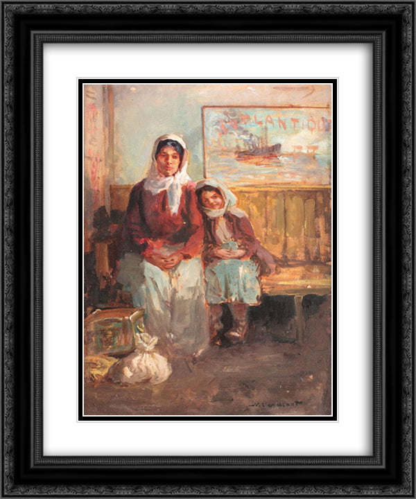 The Emigrants (Last Ship) 20x24 Black Ornate Wood Framed Art Print Poster with Double Matting by Vermont, Nicolae
