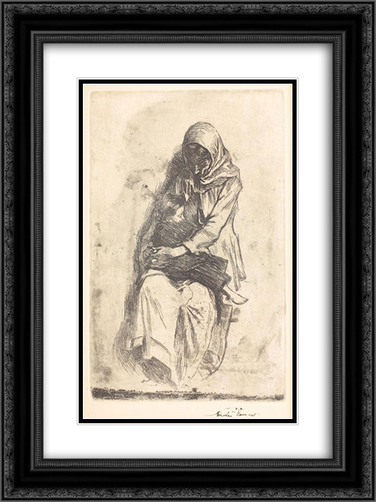 The Refugees 18x24 Black Ornate Wood Framed Art Print Poster with Double Matting by Vermont, Nicolae