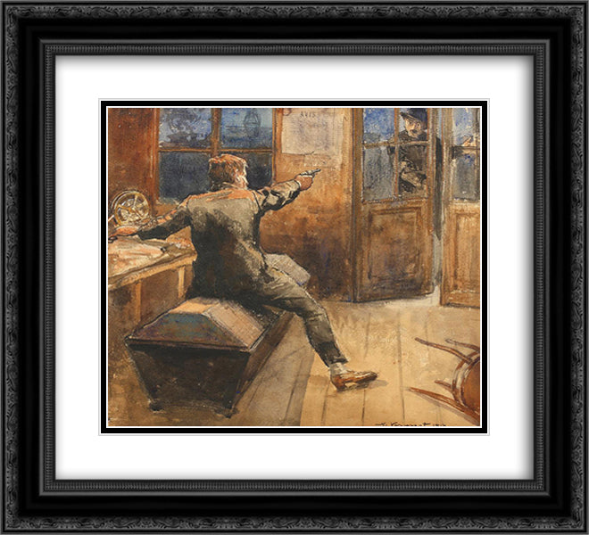 The Spy 22x20 Black Ornate Wood Framed Art Print Poster with Double Matting by Vermont, Nicolae
