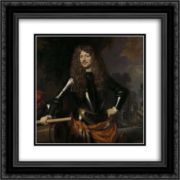 Cornelis Evertsen (1642 - 1706), Lieutenant Admiral of Zeeland 20x20 Black Ornate Wood Framed Art Print Poster with Double Matting by Maes, Nicolaes