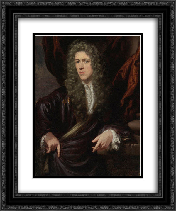 Portrait of a Gentleman 20x24 Black Ornate Wood Framed Art Print Poster with Double Matting by Maes, Nicolaes
