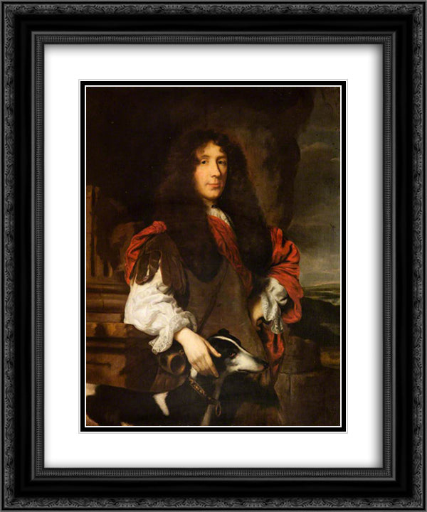 Portrait of a Gentleman (The Earl of Sheffield) 20x24 Black Ornate Wood Framed Art Print Poster with Double Matting by Maes, Nicolaes