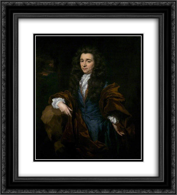 Portrait of an Unknown Gentleman 20x22 Black Ornate Wood Framed Art Print Poster with Double Matting by Maes, Nicolaes