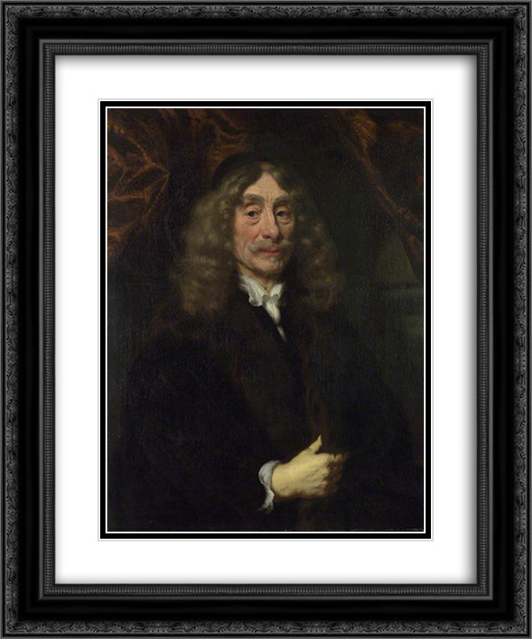 Portrait of Jan de Reus 20x24 Black Ornate Wood Framed Art Print Poster with Double Matting by Maes, Nicolaes