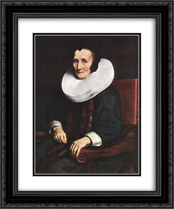 Portrait of Margaretha de Geer, Wife of Jacob Trip 20x24 Black Ornate Wood Framed Art Print Poster with Double Matting by Maes, Nicolaes