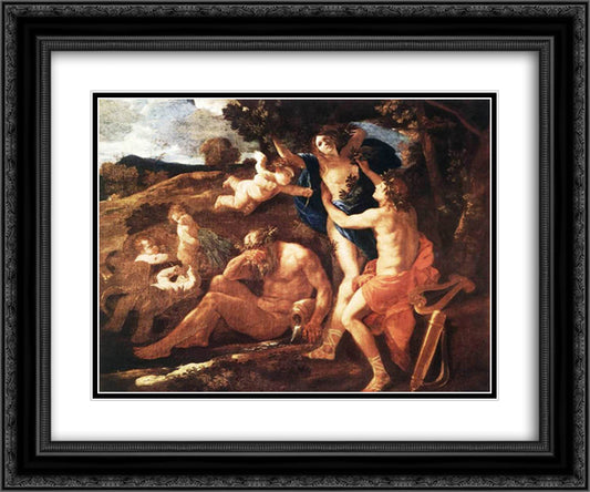 Apollo and Daphne 24x20 Black Ornate Wood Framed Art Print Poster with Double Matting by Poussin, Nicolas