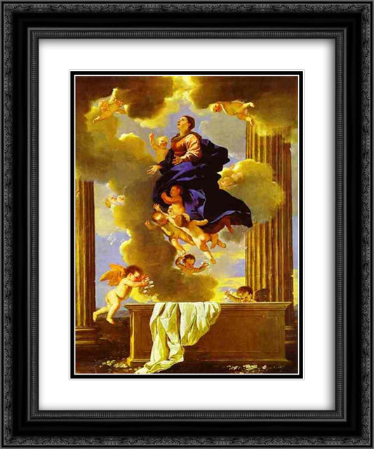 Assumption of the Virgin 20x24 Black Ornate Wood Framed Art Print Poster with Double Matting by Poussin, Nicolas