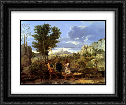 Autumn (The Spies with the Grapes of the Promised Land) 24x20 Black Ornate Wood Framed Art Print Poster with Double Matting by Poussin, Nicolas