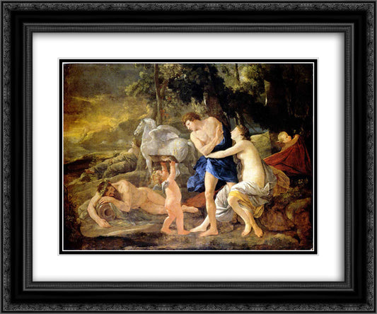 Cephalus and Aurora 24x20 Black Ornate Wood Framed Art Print Poster with Double Matting by Poussin, Nicolas