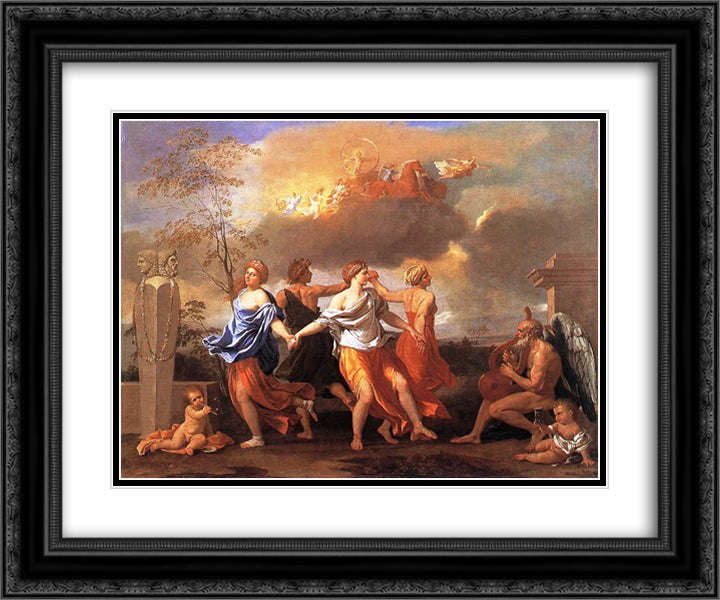 Dance to the Music of Time 24x20 Black Ornate Wood Framed Art Print Poster with Double Matting by Poussin, Nicolas