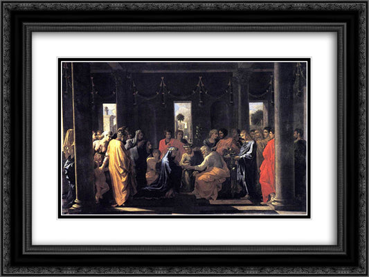 Marriage 24x18 Black Ornate Wood Framed Art Print Poster with Double Matting by Poussin, Nicolas