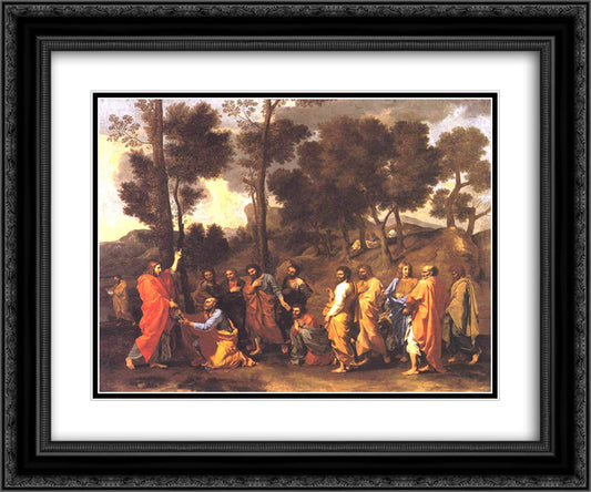 Ordination 24x20 Black Ornate Wood Framed Art Print Poster with Double Matting by Poussin, Nicolas