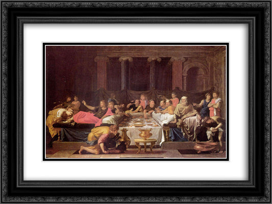 Penance 24x18 Black Ornate Wood Framed Art Print Poster with Double Matting by Poussin, Nicolas