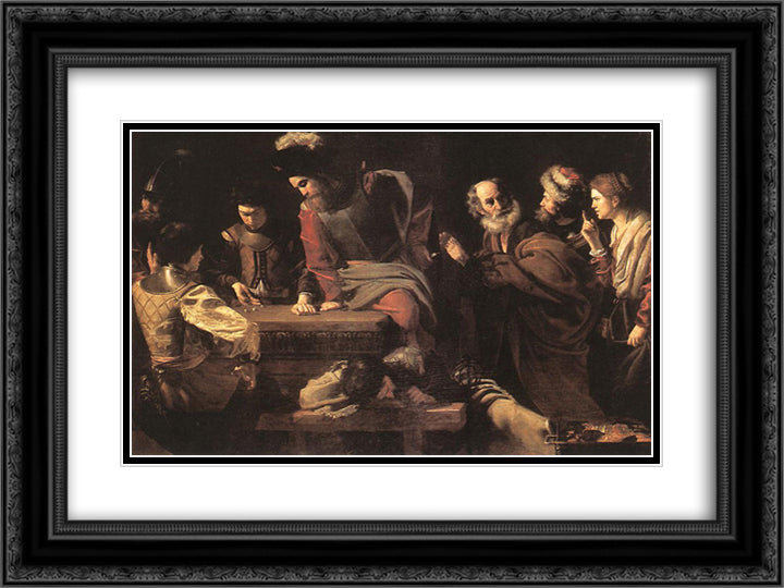 The Denial of St. Peter 24x18 Black Ornate Wood Framed Art Print Poster with Double Matting by Tournier, Nicolas