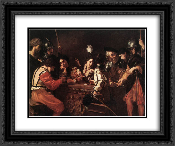 The Guard Room 24x20 Black Ornate Wood Framed Art Print Poster with Double Matting by Tournier, Nicolas