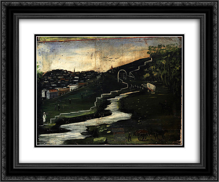 Belakani (part of Tapestry in six paintings) 24x20 Black Ornate Wood Framed Art Print Poster with Double Matting by Pirosmani, Niko