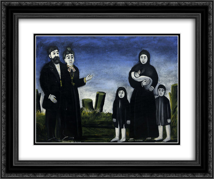 Childless millionaire and the poor with children 24x20 Black Ornate Wood Framed Art Print Poster with Double Matting by Pirosmani, Niko