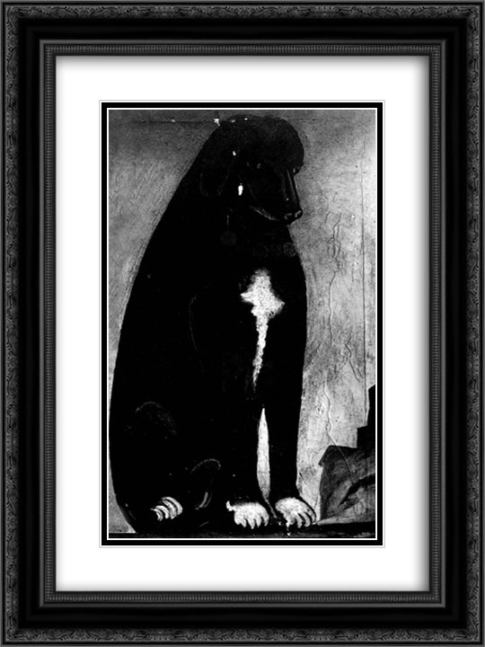 Dog 18x24 Black Ornate Wood Framed Art Print Poster with Double Matting by Pirosmani, Niko