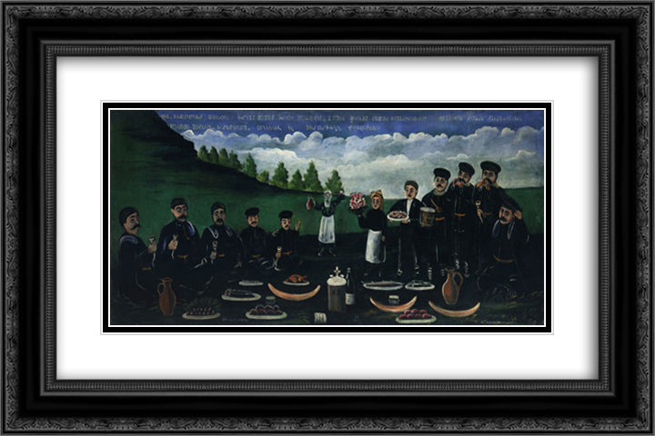 Easter Festival 24x16 Black Ornate Wood Framed Art Print Poster with Double Matting by Pirosmani, Niko