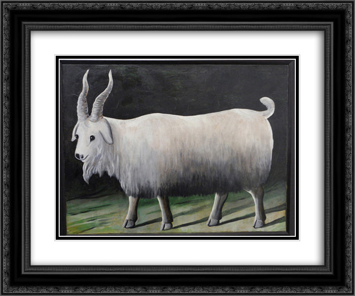 Goat 24x20 Black Ornate Wood Framed Art Print Poster with Double Matting by Pirosmani, Niko