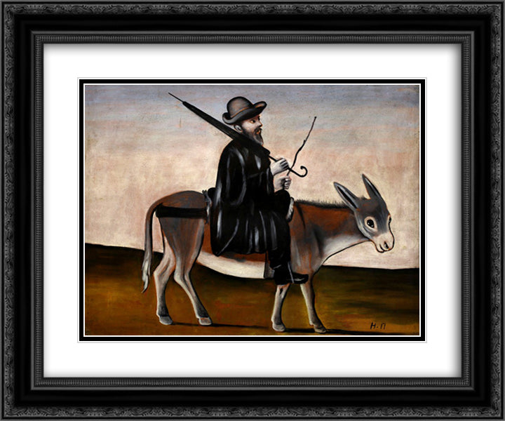 Healer on a Donkey 24x20 Black Ornate Wood Framed Art Print Poster with Double Matting by Pirosmani, Niko