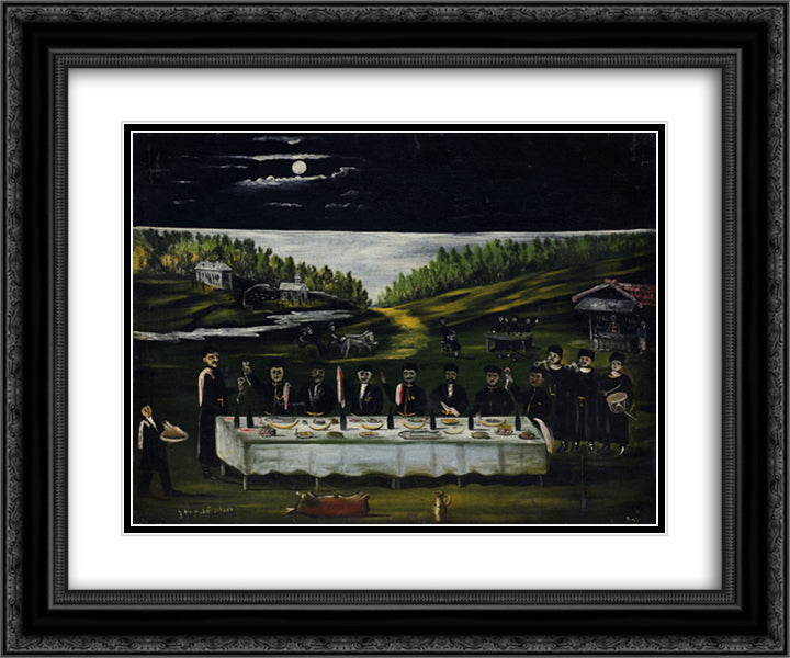Krtsanisi 24x20 Black Ornate Wood Framed Art Print Poster with Double Matting by Pirosmani, Niko