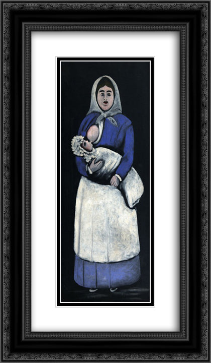 Nurse 14x24 Black Ornate Wood Framed Art Print Poster with Double Matting by Pirosmani, Niko