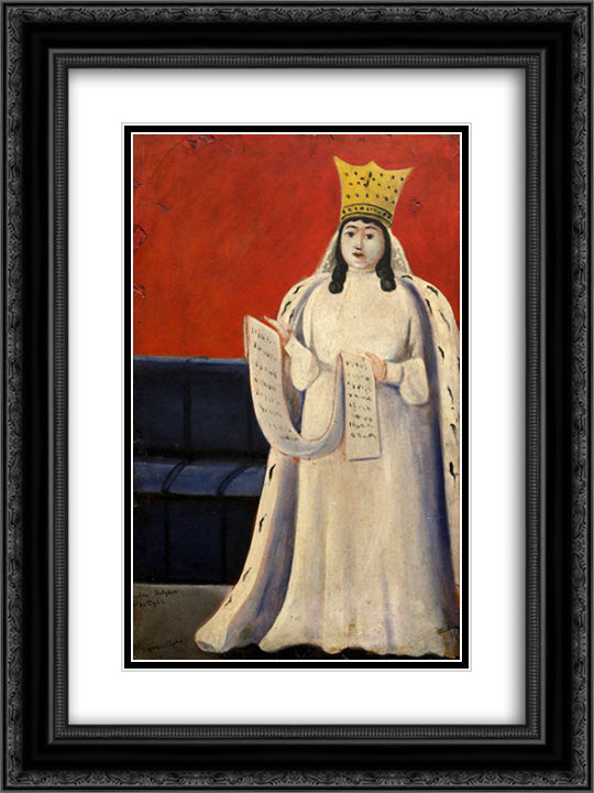 Queen Tamar of Georgia 18x24 Black Ornate Wood Framed Art Print Poster with Double Matting by Pirosmani, Niko