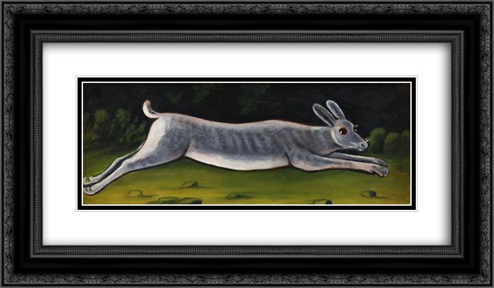 Rabbit 24x14 Black Ornate Wood Framed Art Print Poster with Double Matting by Pirosmani, Niko