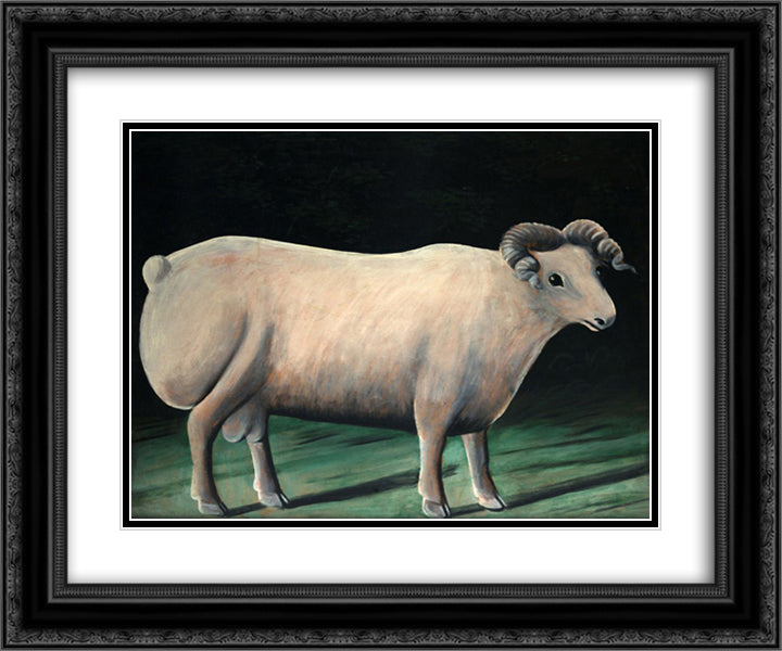 Ram 24x20 Black Ornate Wood Framed Art Print Poster with Double Matting by Pirosmani, Niko