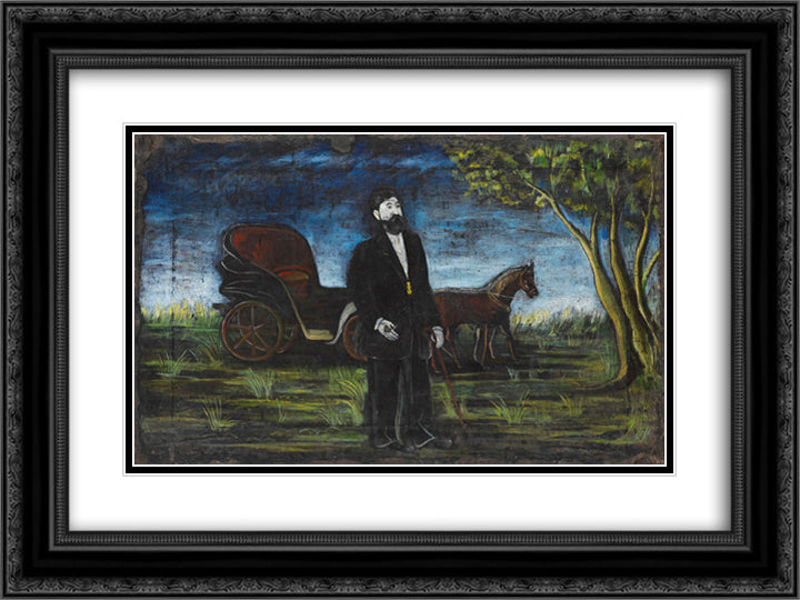 Rich merchant 24x18 Black Ornate Wood Framed Art Print Poster with Double Matting by Pirosmani, Niko