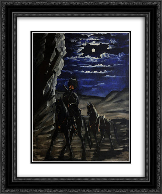 Robber with a Stolen Horse 20x24 Black Ornate Wood Framed Art Print Poster with Double Matting by Pirosmani, Niko