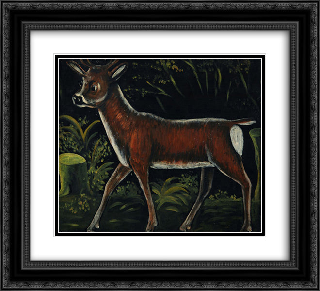 Roe deer fawn 22x20 Black Ornate Wood Framed Art Print Poster with Double Matting by Pirosmani, Niko