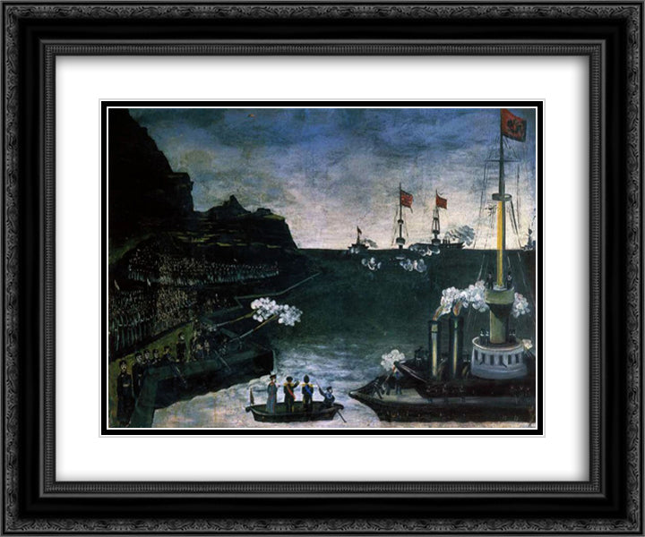 Russo-Japanese War 24x20 Black Ornate Wood Framed Art Print Poster with Double Matting by Pirosmani, Niko