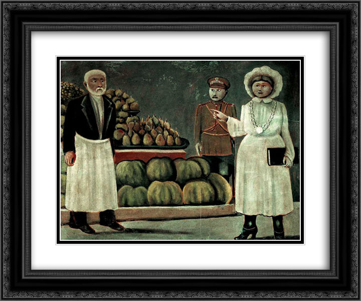 Sanitary inspector woman of the market 24x20 Black Ornate Wood Framed Art Print Poster with Double Matting by Pirosmani, Niko