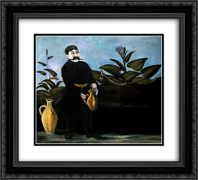 Sarkis Pouring Wine 22x20 Black Ornate Wood Framed Art Print Poster with Double Matting by Pirosmani, Niko