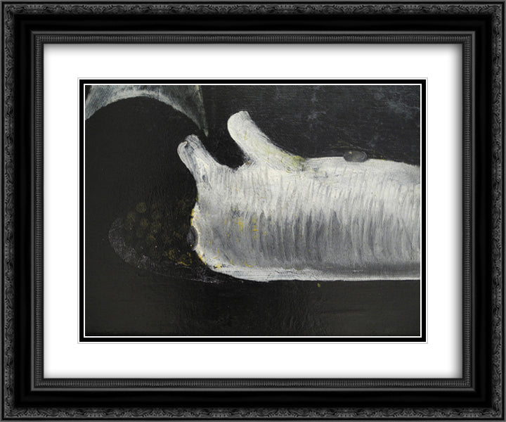 still Life (detail) 24x20 Black Ornate Wood Framed Art Print Poster with Double Matting by Pirosmani, Niko