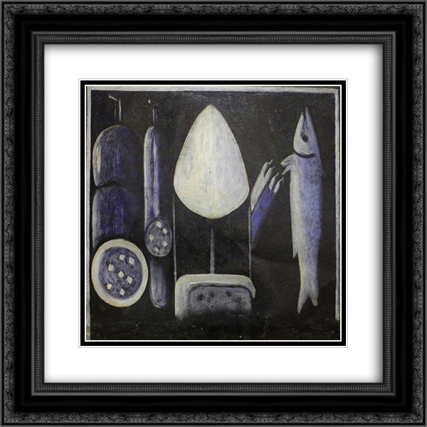 Still life with sugar candy (part of signboard in Didube) 20x20 Black Ornate Wood Framed Art Print Poster with Double Matting by Pirosmani, Niko