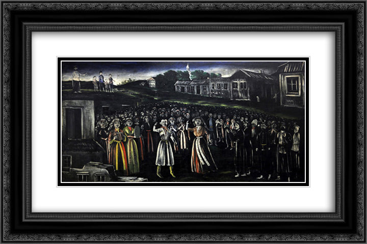 The church festival in Kartli (central Georgia) 24x16 Black Ornate Wood Framed Art Print Poster with Double Matting by Pirosmani, Niko