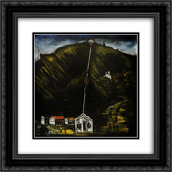The Tiflis Funicular 20x20 Black Ornate Wood Framed Art Print Poster with Double Matting by Pirosmani, Niko