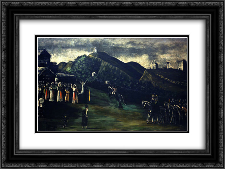 Wedding in the old-times Georgia 24x18 Black Ornate Wood Framed Art Print Poster with Double Matting by Pirosmani, Niko