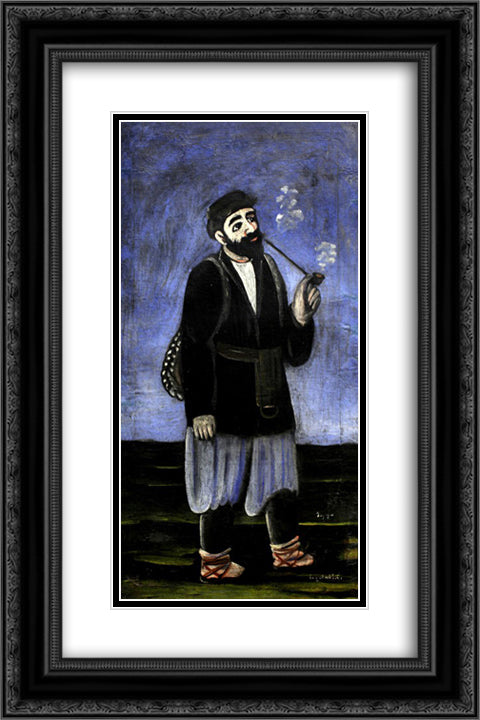 Workman Soso 16x24 Black Ornate Wood Framed Art Print Poster with Double Matting by Pirosmani, Niko