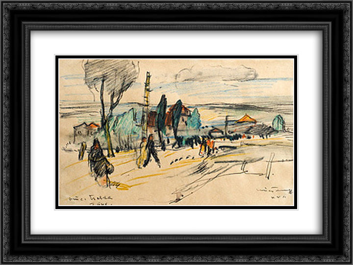 Center 24x18 Black Ornate Wood Framed Art Print Poster with Double Matting by Tanev, Nikola