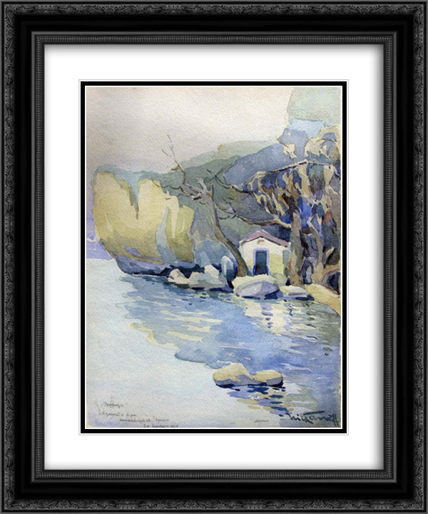 Monastery of St. John of Lake Ohrid 20x24 Black Ornate Wood Framed Art Print Poster with Double Matting by Tanev, Nikola