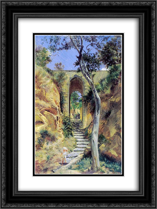 Bridge in Viko 18x24 Black Ornate Wood Framed Art Print Poster with Double Matting by Ge, Nikolai