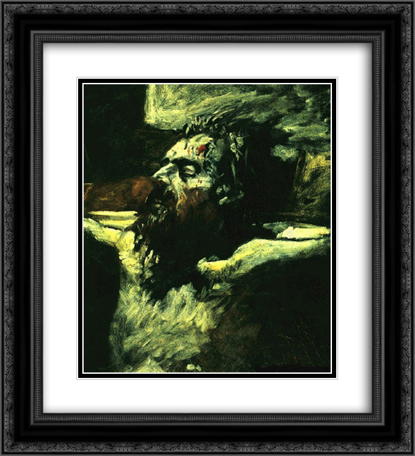 Christ Head 20x22 Black Ornate Wood Framed Art Print Poster with Double Matting by Ge, Nikolai