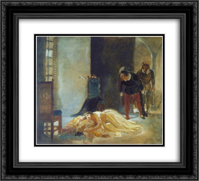 Death of Imelda Lambertatstsi 22x20 Black Ornate Wood Framed Art Print Poster with Double Matting by Ge, Nikolai