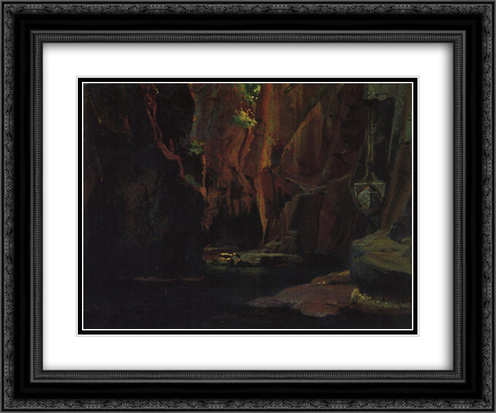 Gorge in the mountains of Carrara 24x20 Black Ornate Wood Framed Art Print Poster with Double Matting by Ge, Nikolai