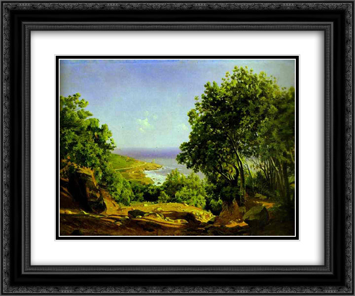 Livorno. Road to the Sea at Antiniano near Livorno 24x20 Black Ornate Wood Framed Art Print Poster with Double Matting by Ge, Nikolai