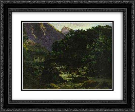 Marble Quarry at Carrara 24x20 Black Ornate Wood Framed Art Print Poster with Double Matting by Ge, Nikolai